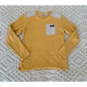 L.L. Bean Women's Tumbled Sherpa Crew Neck Gold Pullover Sweatshirt Size Small